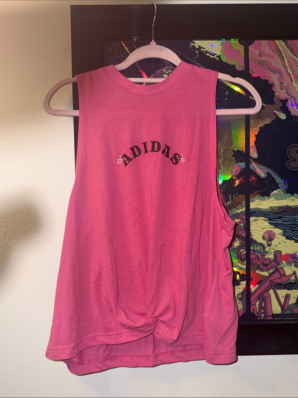 adidas Pink Knot-Front Muscle Tank